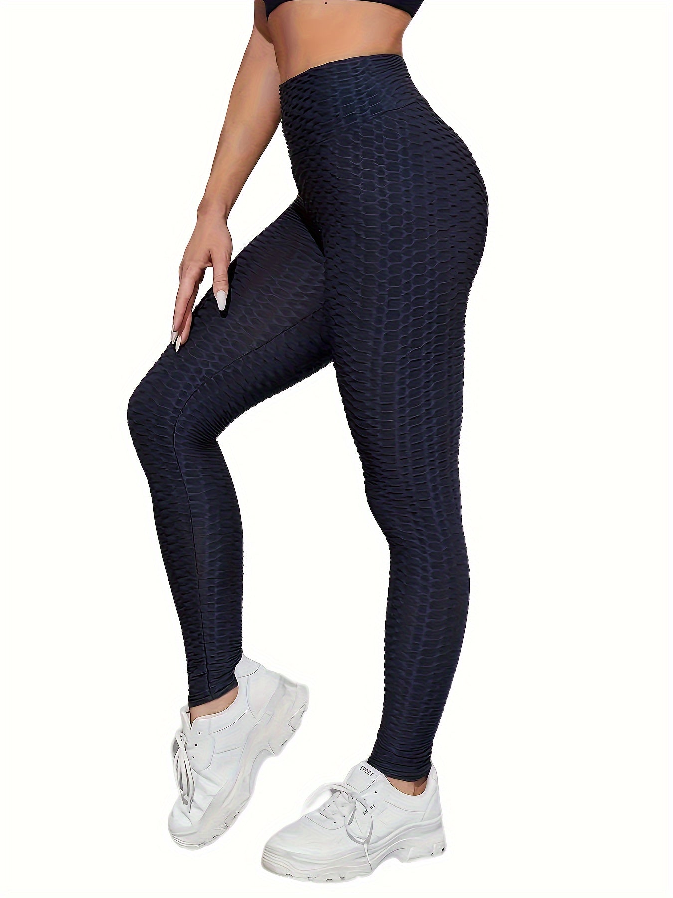 High Waist Honeycomb Yoga Leggings Slimming Workout Activewear