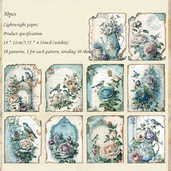 30pcs Lost Garden Series DIY Flower & Bird Material Pack