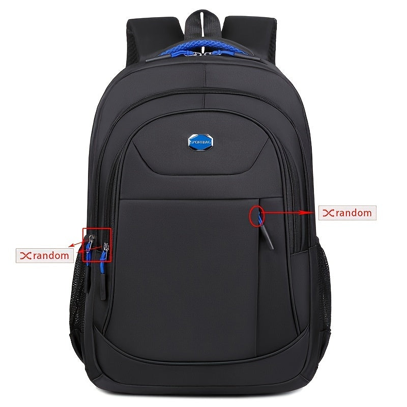 Durable Solid Colour Backpack with Multiple Zippers and Adjustable Straps