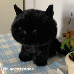 Cat Plush Doll Soft Fluffy Chubby Body with Expressive Eyes Plush Furry Texture