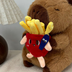 Capybara Plush Toy 8.66in Soft Stuffed Animal with French Fries & Cupcake