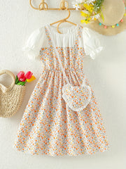 Girls' Ditsy Floral Suspender Princess Dress Set