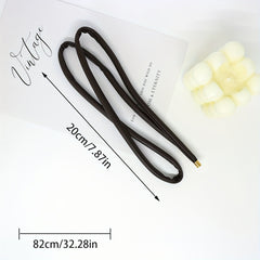 Long Leather Hair Elastics Ties Solid Stretchy Scrunchie Ponytail Holder
