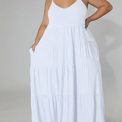  Solid Layered Loose Fit Cami Maxi Dress
