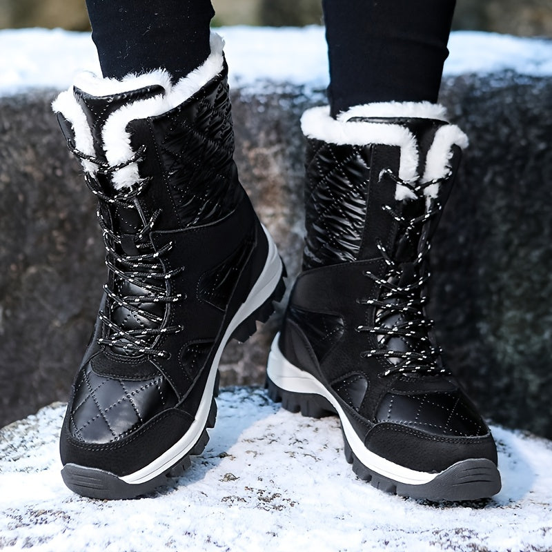 Quilted Argyle Pattern High Top Boots