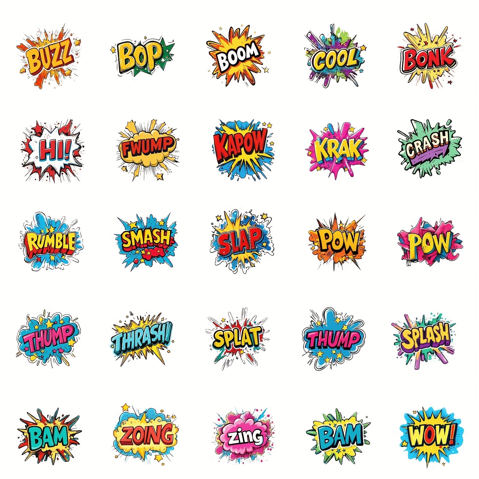 50pcs Colorful Explosion Stickers for DIY Projects Laptop Water Bottle Guitar