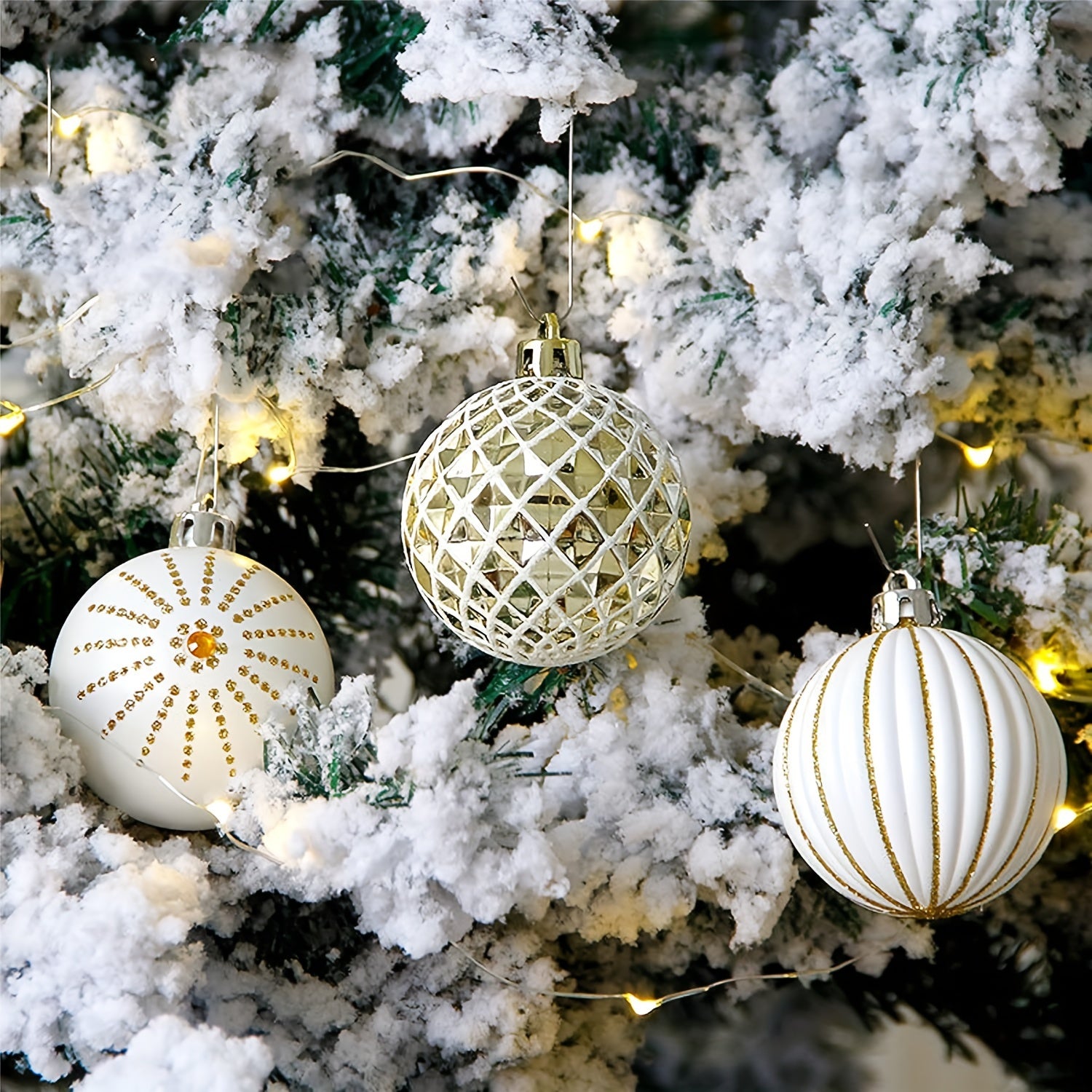 30 Golden Christmas Ornaments 60mm Shatterproof Holiday Balls Decoration