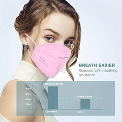 50pcs Multicolor 5-Layer KN95 Masks, 95% Efficiency, PM2.5 Protection
