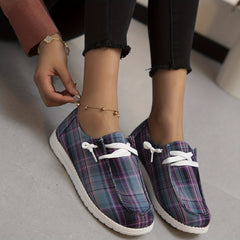 Women's Plaid Canvas Shoes Casual Low Top Sneakers