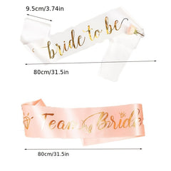 TEAM BRIDE Rose Golden Sash Romantic Bridesmaid Shoulder Ribbon