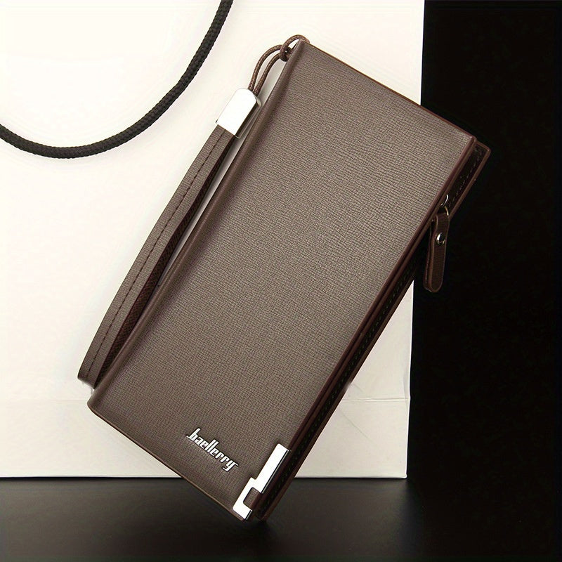Men's Leather Zipper Handbag Long Wallet Clutch Bag Phone Bag