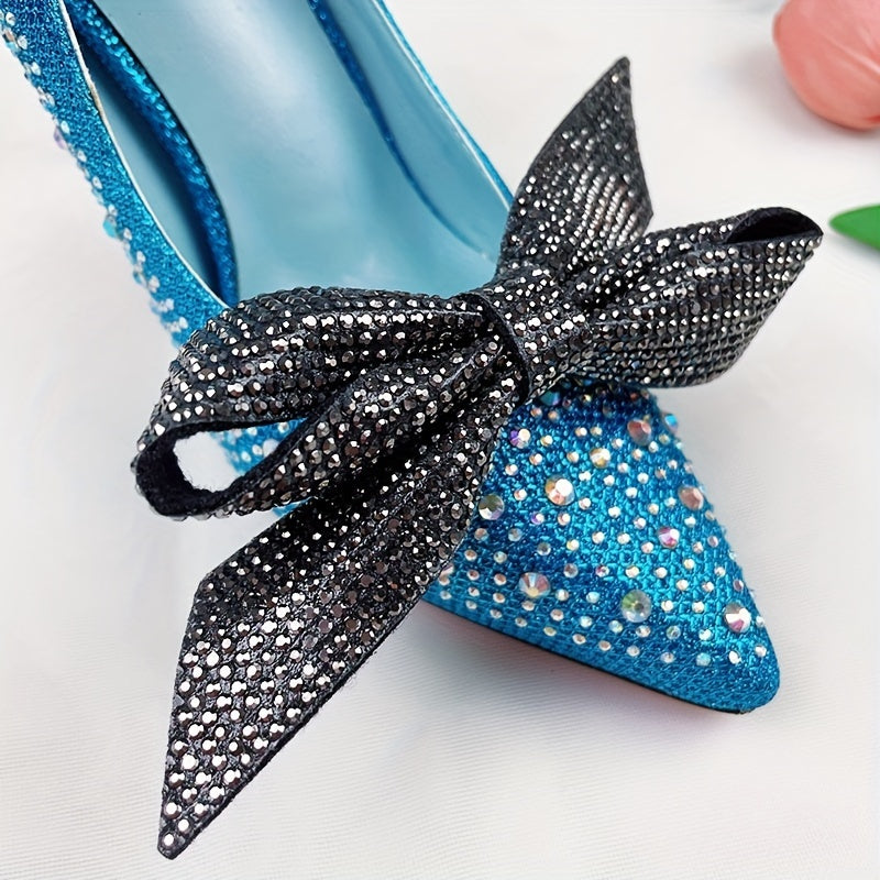 2Pcs Detachable Tie Bow Shoe Buckles for Decoration Ladies Gift