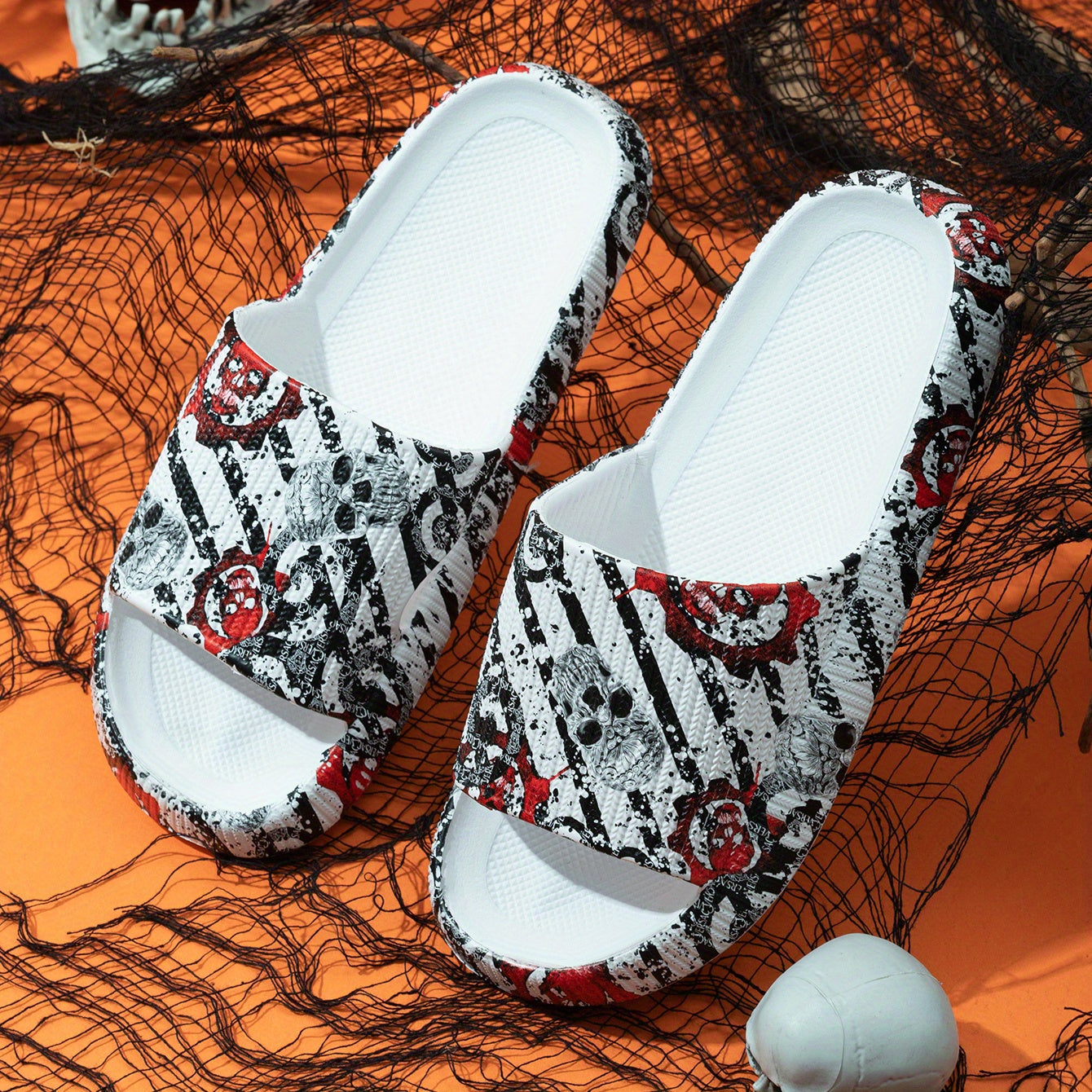 Men's Halloween Theme Slides Non Slip Slippers Open Toe Shoes