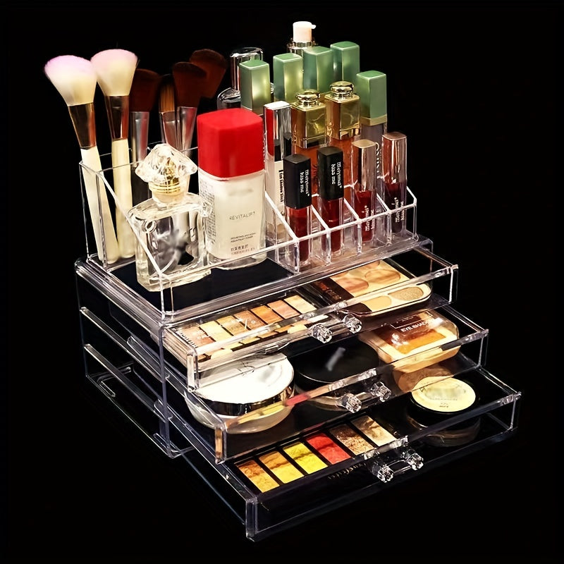 Clear Makeup Organizer Skin Care Cosmetic Display Case With Drawers