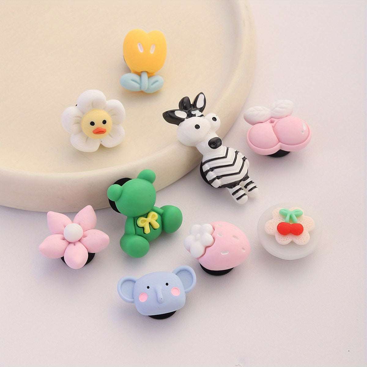 9pcs Cartoon Shoe Buckles Animal Fruit Plant Clogs Sandal Buckles