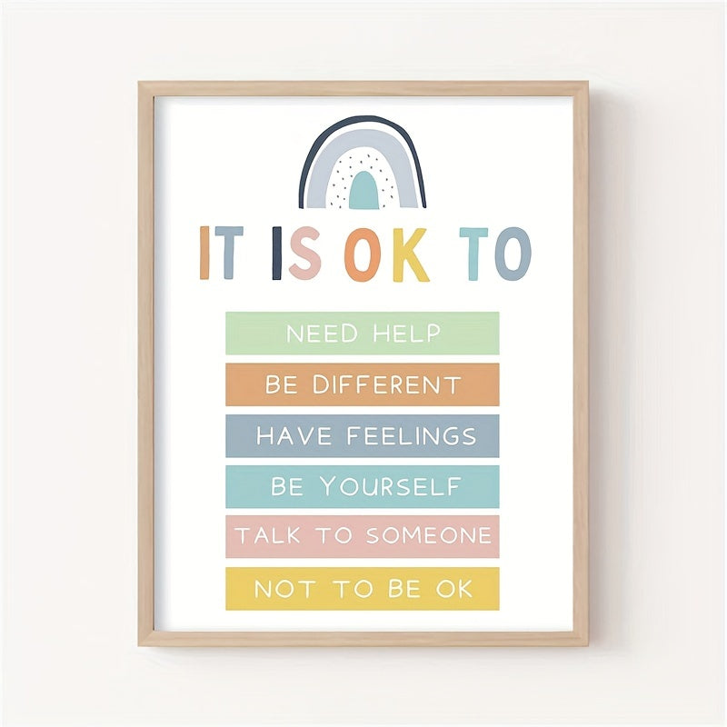 Boho Rainbow Wall Decor Self Esteem Affirmation Poster