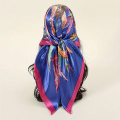 Tribal Crown Print Bandana Boho Silk Square Scarf Head Wrap