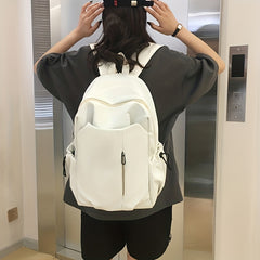 Solid Travel Backpack Lightweight Nylon School Bag Preppy Style Laptop