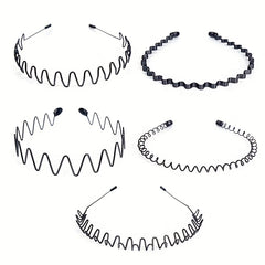 5pcs Elastic Wavy Spring Wave Hair Band Metal Hair Hoop Sport Hair Band