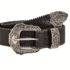 Carved Buckle PU Vintage Western Belt Punk Belts