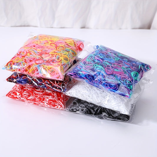 1000pcs Girls Mini Elastic Disposable Colorful Hair Ties Set