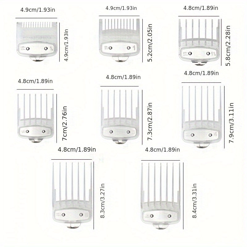 8 Piece Hair Clipper Guard Combs Set for Relaxed Textured Hair