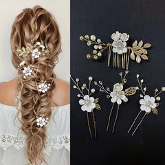 4 Pack Romantic Floral Hair Accessories Bridal Wedding Comb Set