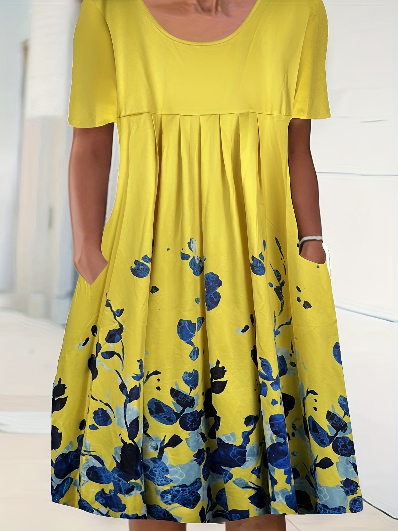 Floral Print Short Sleeve Plus Size Casual Dress