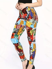 Patchwork Print Leggings Women's Casual Leggings