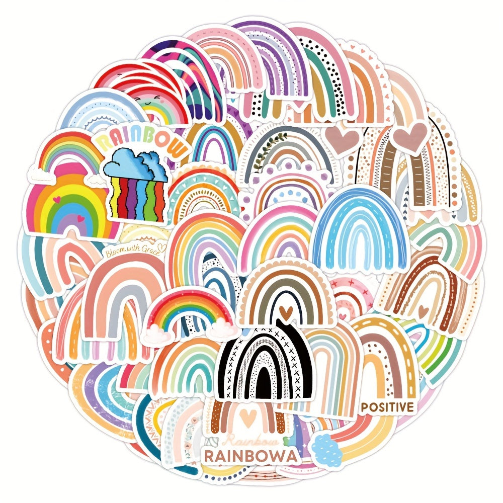 60pcs Cartoon Rainbow Vinyl Stickers for Scrapbooking Laptops Water Bottles