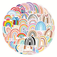 60pcs Cartoon Rainbow Vinyl Stickers for Scrapbooking Laptops Water Bottles
