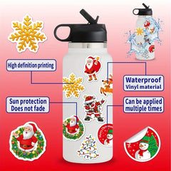 8pcs Christmas Self-adhesive Waterproof Cartoon Stickers for Party Decoration