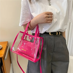 2Pcs Transparent Tote Bag Set Waterproof PVC Jelly Bag