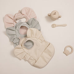 Baby Girl Bib Solid Angel Wings Waterproof Soft Apron For 1-2 Year Old