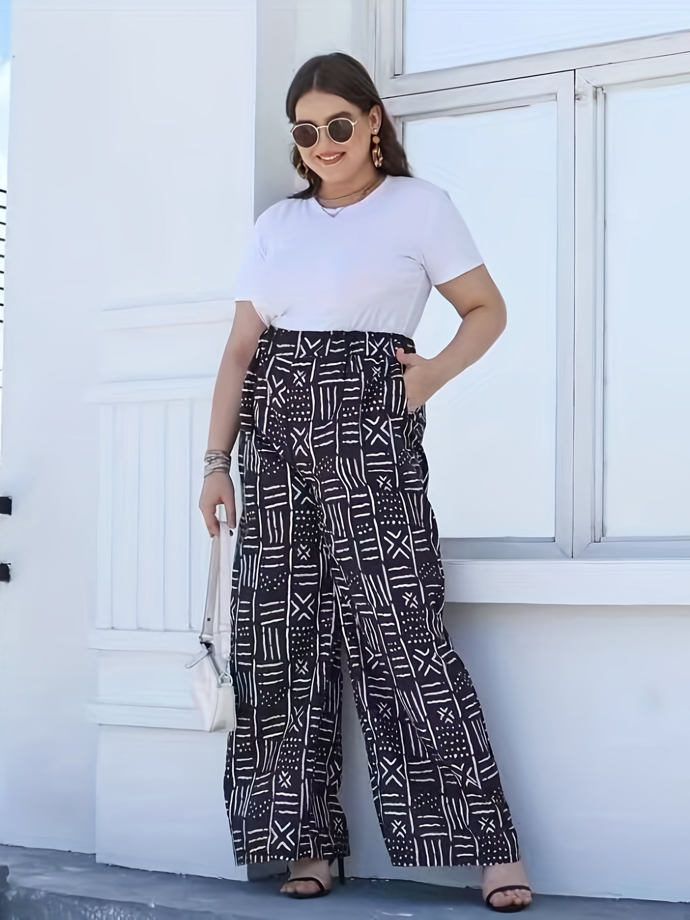 High Rise Wide Leg Trousers With Pockets