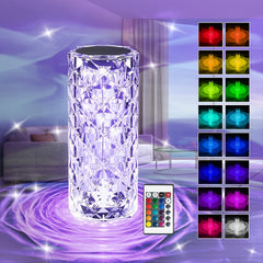 Remote Control Touch Crystal Table Lamp RGB Bedroom Balcony USB Charging Lamp