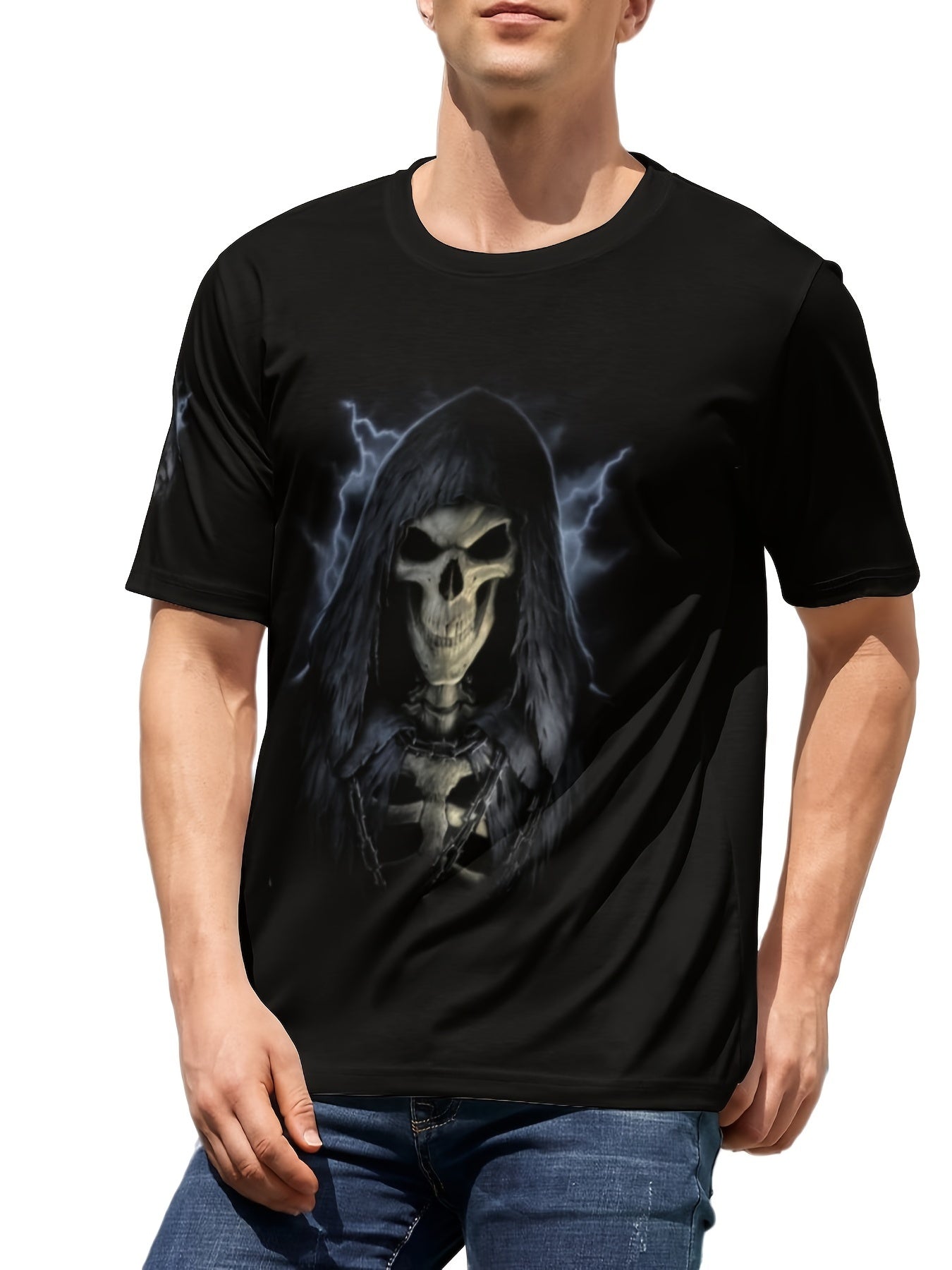 Halloween Skeleton Print Men's Graphic Crew Neck T-shirt