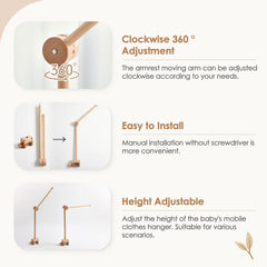 Adjustable Wooden Bedside Bell Bracket Arched Home Decor Accessory