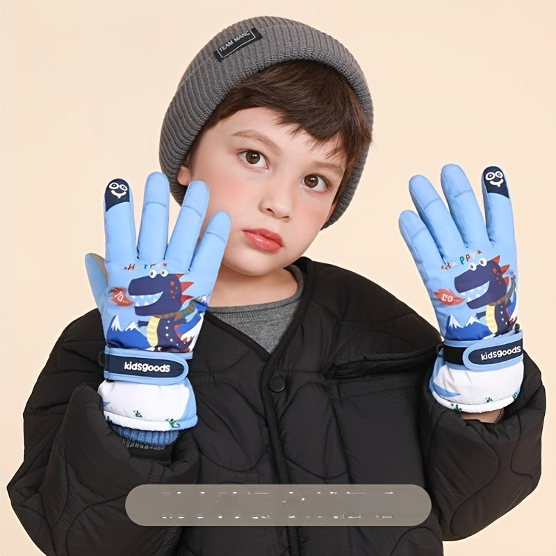 Kids Winter Snow Playing Gloves Windproof Warm Skiing Gloves