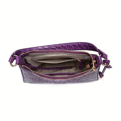 Crocodile Pattern Underarm Bag Leather Textured Handbag Purse