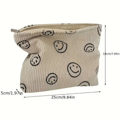 6Pcs Corduroy Cosmetic Bag Smile Makeup Pouch Preppy Makeup Bag