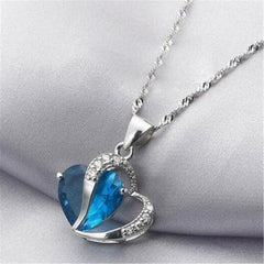 Purple Crystal Heart Pendant Necklace Set - Ideal Gift for Her