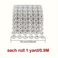 Silvery Mesh Ribbon Wrap Sunflower Crystal Rhinestone Sparkle Ribbon