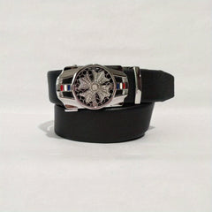 Men's Rhinestone Leather Belt with Automatic Buckle