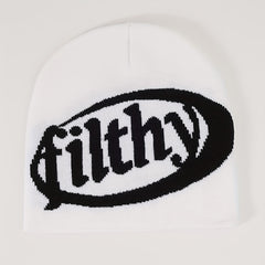 Y2K Beanie Cap Letter Jacquard Knitted Warm Hat Unisex Lightweight Skull Cap