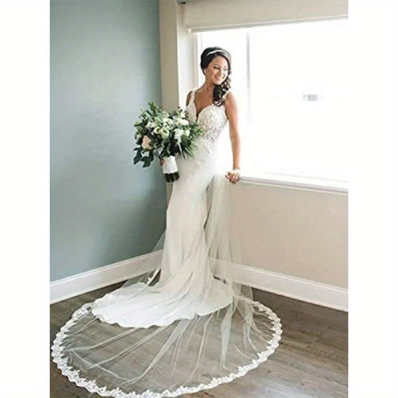 Long Tail Bridal Veil with Hair Comb Forest Style Wedding Accessory