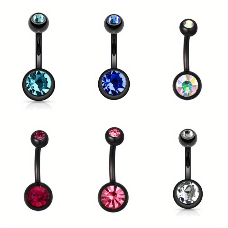 14GA Titanium Steel Double CZ Barbell Belly Button Ring