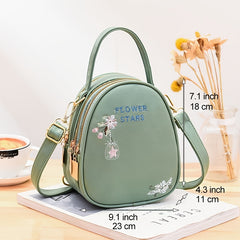 Mini Flower Embroidery Backpack Women's Handbag Stylish Crossbody Purse