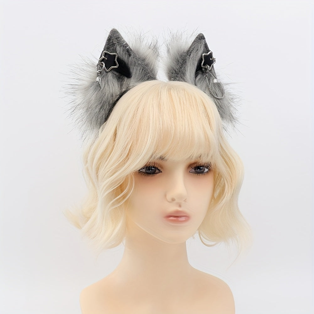 Plush Detachable Ears Headband Punk Style Cosplay Hair Accessories