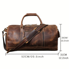 Large Capacity Leather Travel Duffel Bag Crazy Horse Leather Weekender For Men